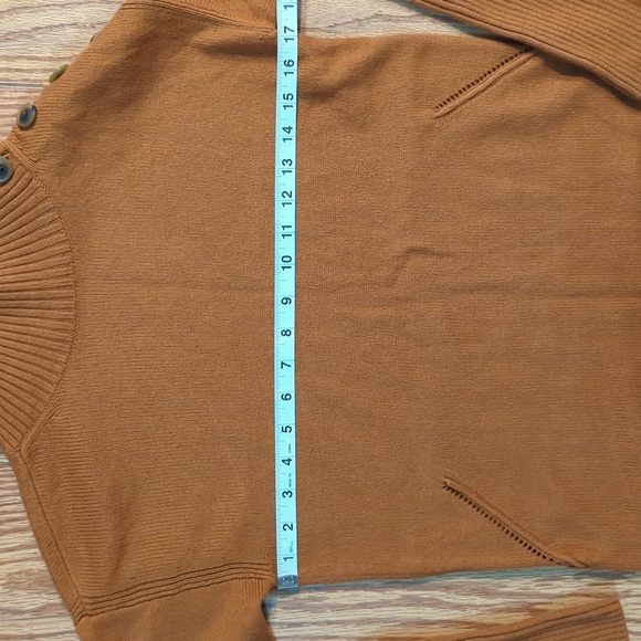 Talbots Funnel Neck Button Detail Sweater in burnt orange, women's S* - Picture 2 of 4